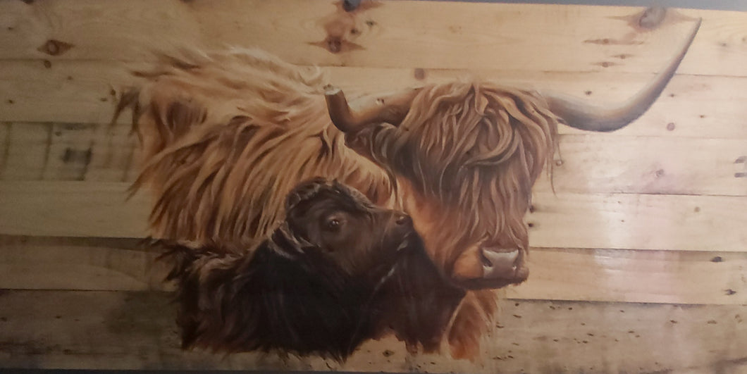 OIL PAINTING ON RECLAIMED WOOD - 