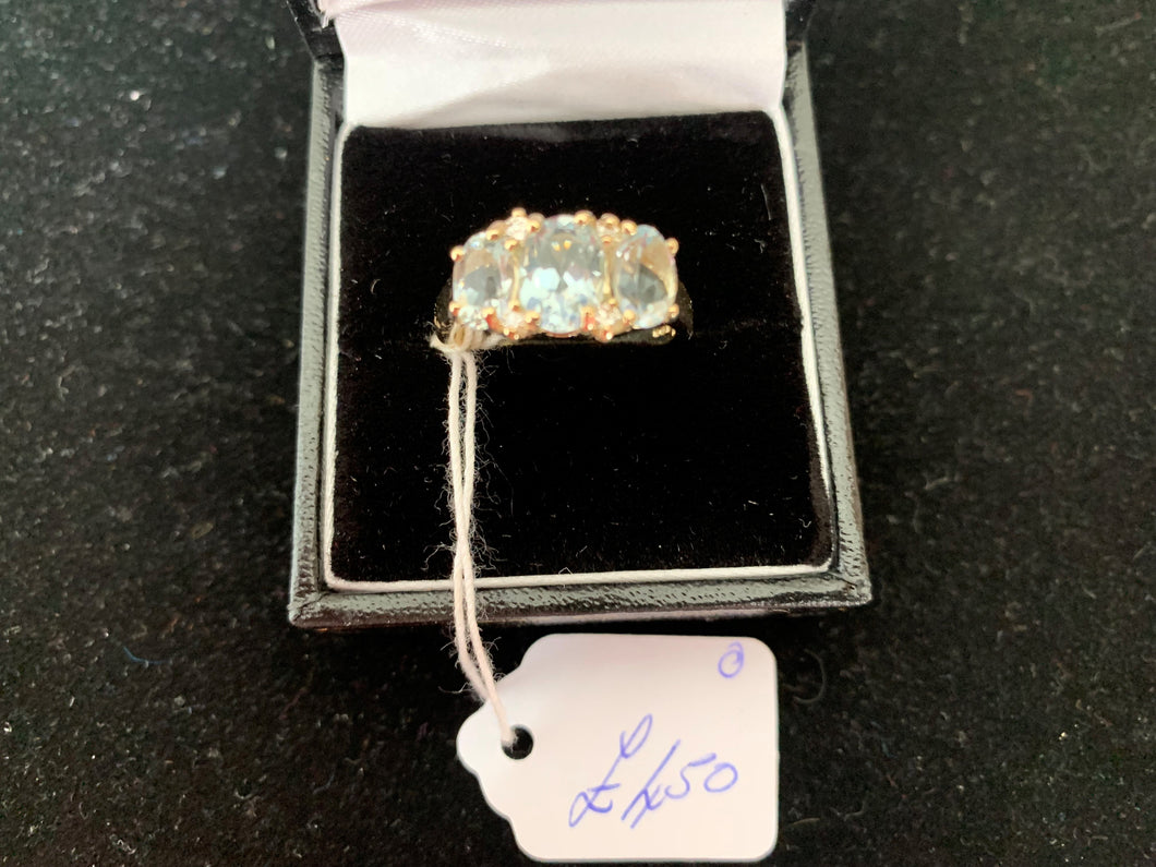 Topaz and Diamond Ring. 9ct.