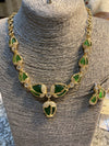 Jade Green Coloured Necklet and Earrings.