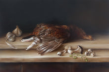 Load image into Gallery viewer, Original oil painting: a recipe for Grouse with garlic, mushrooms and watercress
