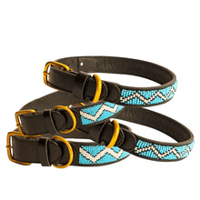 Load image into Gallery viewer, Blue Zig Zag Beaded Dog Collar
