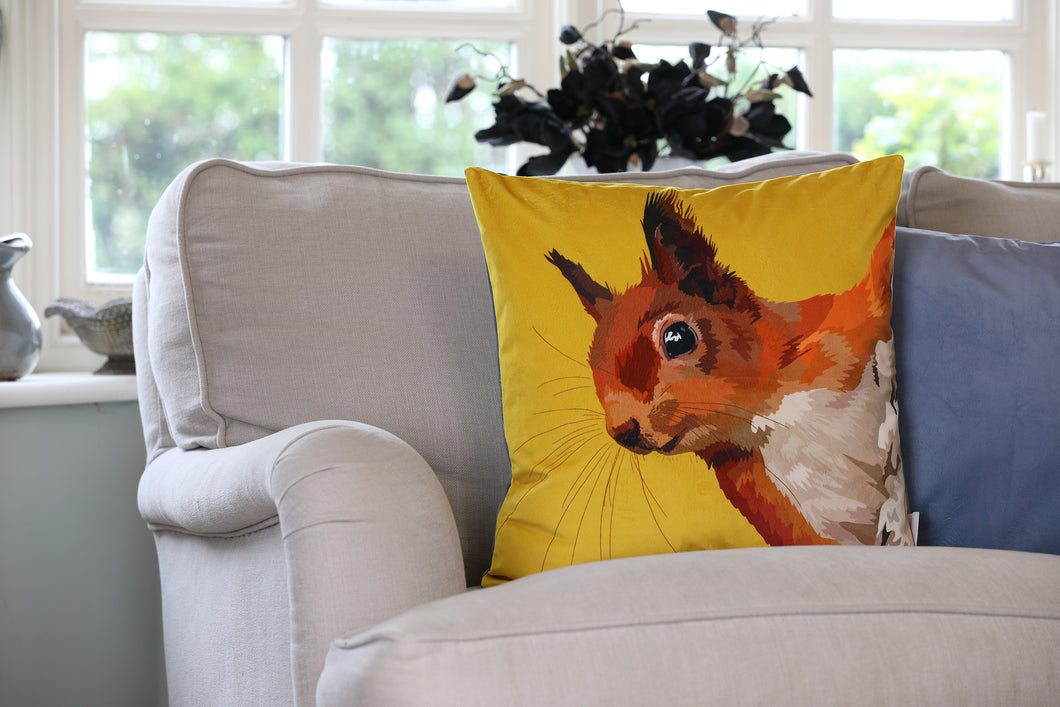 Red Squirrel Velvet Cushion