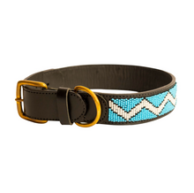 Load image into Gallery viewer, Blue Zig Zag Beaded Dog Collar
