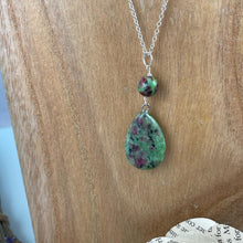 Load image into Gallery viewer, Ruby in Zoisite Teardrop Pendant and Chain
